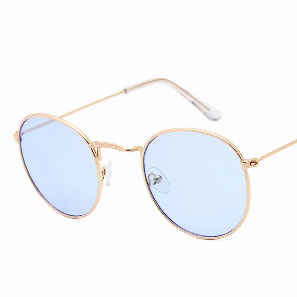 Pink Metal Small Round Sun Glasses Woman Vintage Travel Classic Sun Glasses Female Fashion Retro Lunette De Soleil Femme