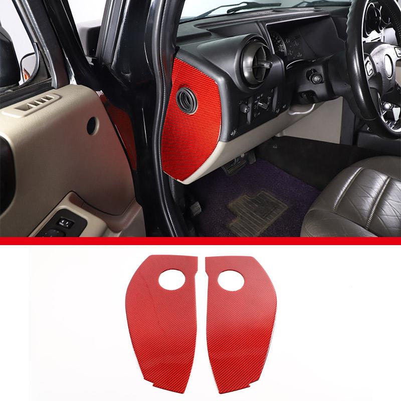 Red Soft Carbon Fiber Door Handle Steering Wheel Gear Shift Trim Cover Stickers Fit For Hummer H2 2003-2007 Interior Accessories