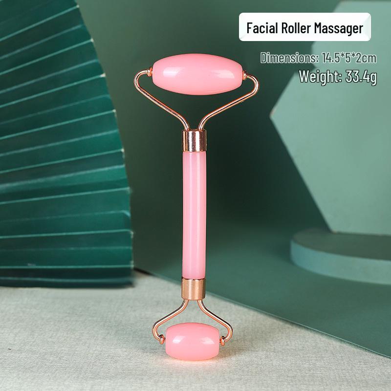 Heart-Shaped Rose Quartz Dual Roller & Massage Board Set - Non-Jade White Facial Tool