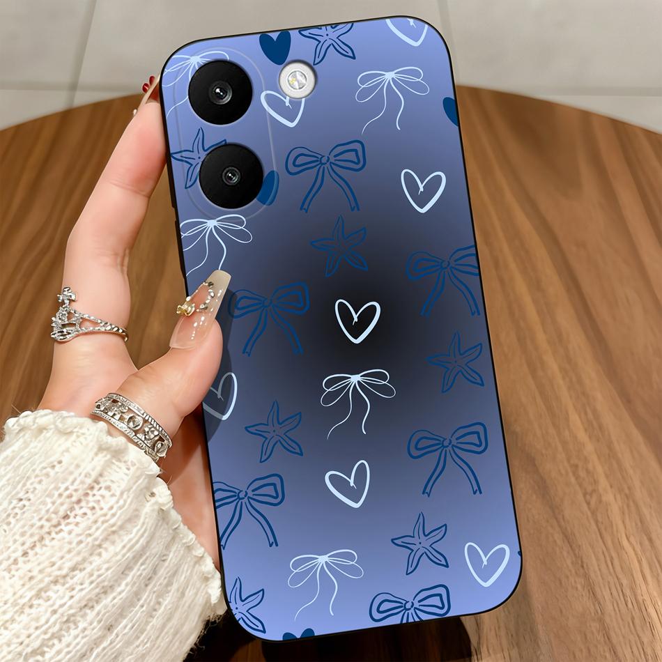 For Xiaomi POCO X8 Pro Max 5G Cases Blue Love Bow Cover Soft Matte Silicone Protective Black For POCO X8Pro Max Funda
