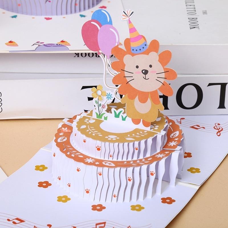 3D Unique Pop Up Birthday Card For Kids Boy Baby Shower First Birthday Party Greeting Cards Handmade Miniatures Postcard Gifts