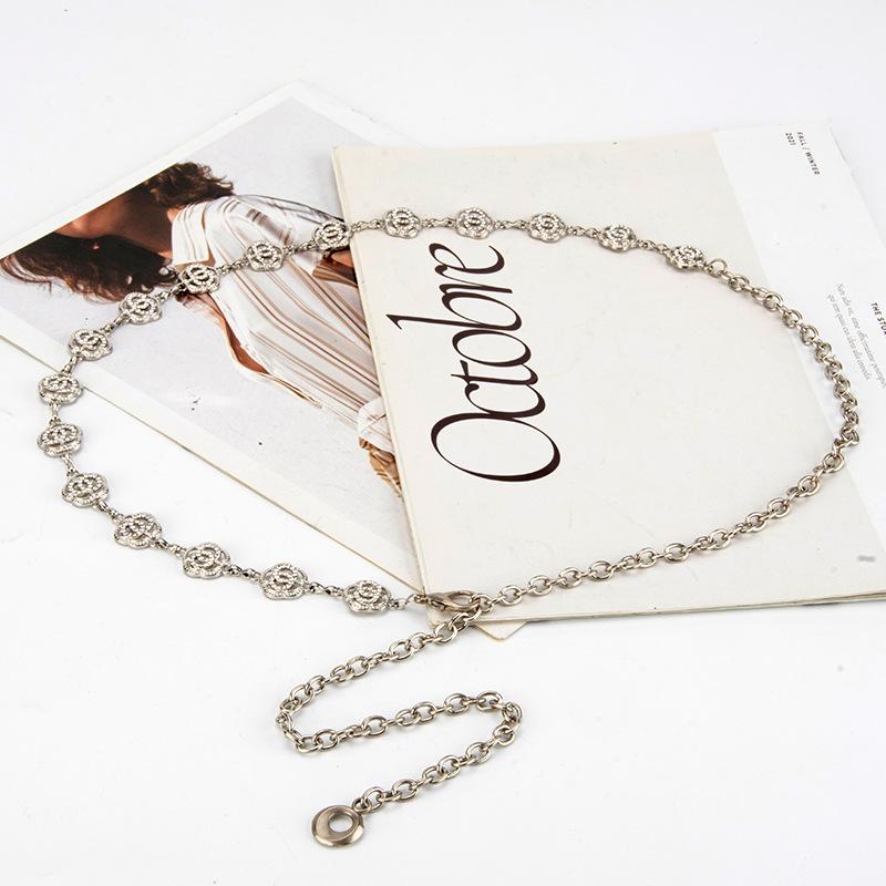 Bohemian Retro Style Rose Decorative Metal Waist Chain Women Rhinestone Dress Accessories Belt Temperament Women