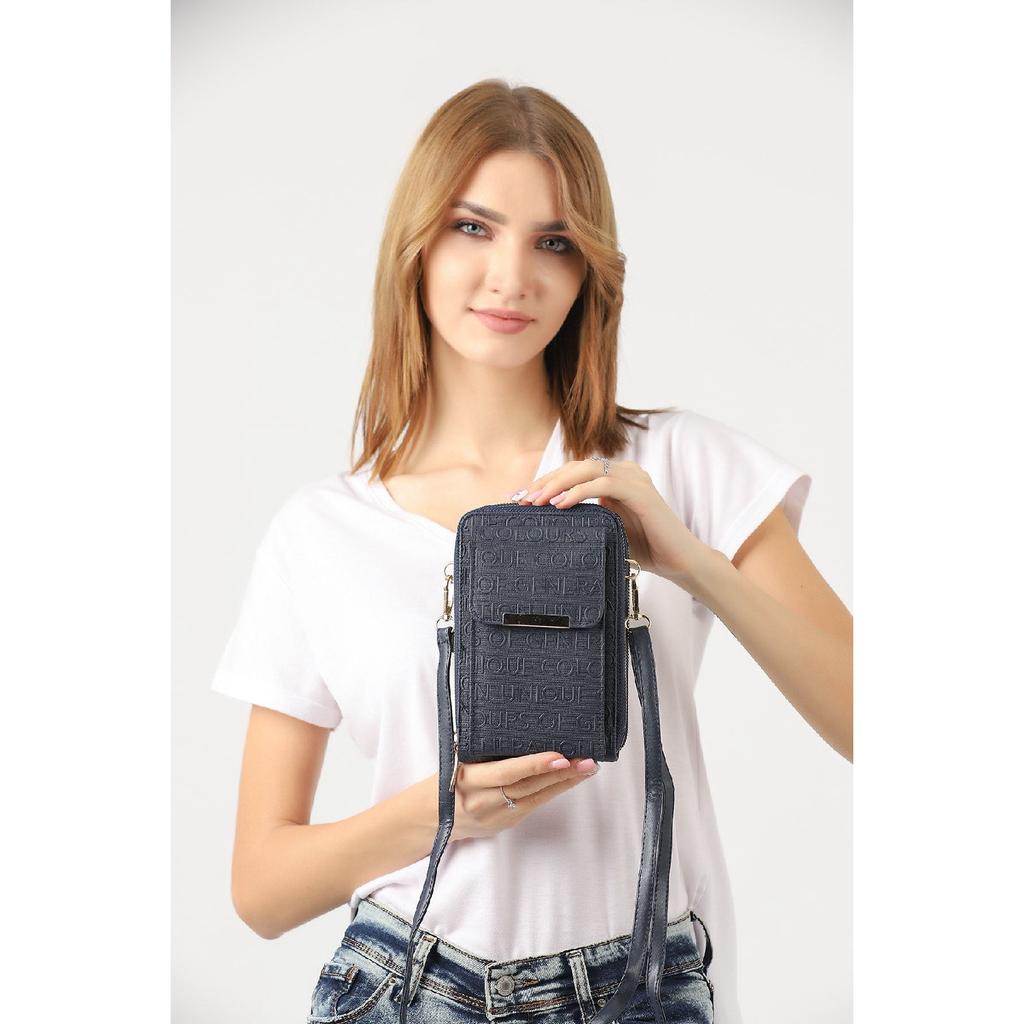 Unique Market Schwarze Damen-Handy-Umhängetasche mit 3 Fächern