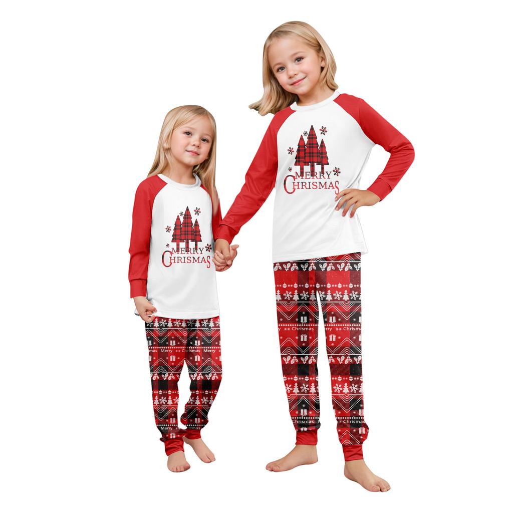 Print Cute Family Set Pajamas, Home Clothes, Family Set Long Sleeve Top Pants Set