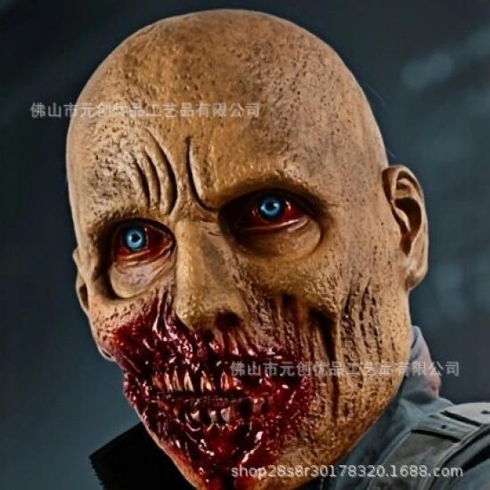 Halloween Horror Mask Ghost Face Bloody Demon Latex Headgear COS Haunted House Party Funny Costume Props Blue-Eyed Zombie