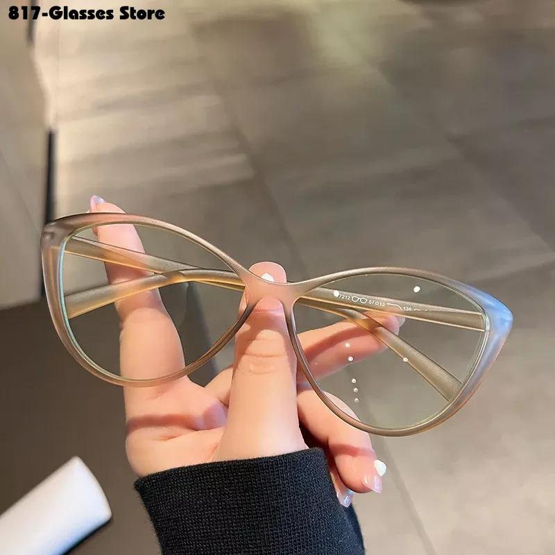Cat Eye Transparent Myopia Glasses Women's High-definition Eyeglasses New Fashion Vintage Large Eyewear Frame