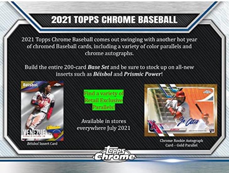 MLB 2021 Topps Chrome Baseball Card Blaster Box Tops Chrome Baseball Blaster Box Major League Baseball Cards