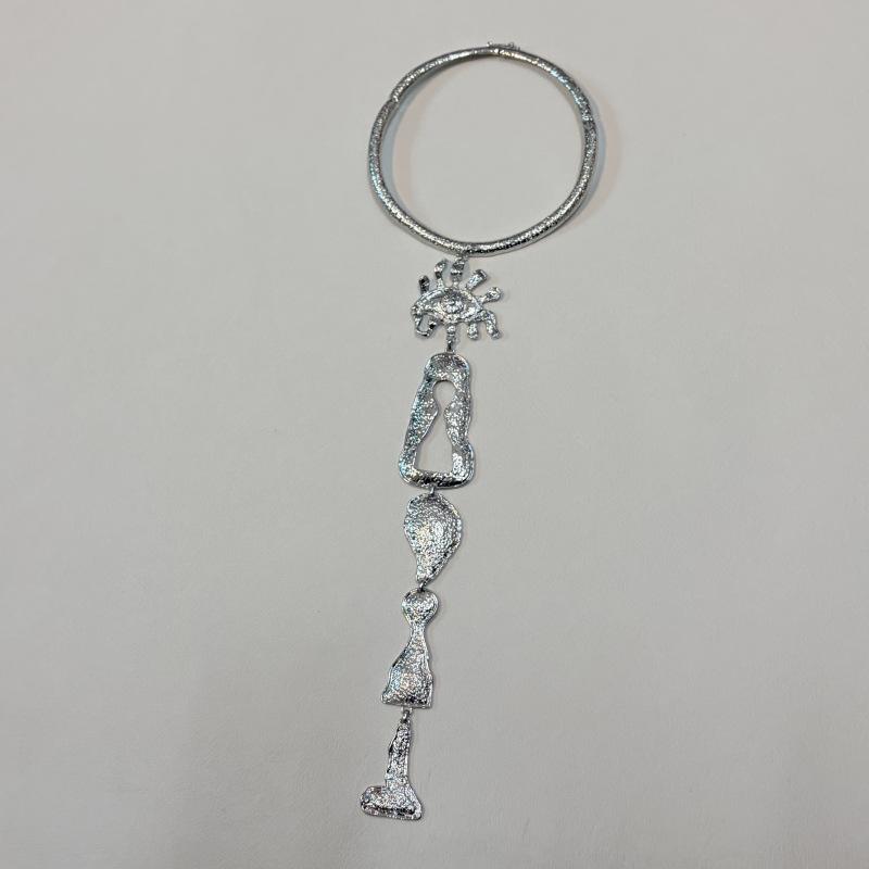 

New Fashion Exaggerated Eye Keyhole Long Tassel Pendant Necklace Punk Personality Trendy Jewelry Accessory Gift For Friends Other