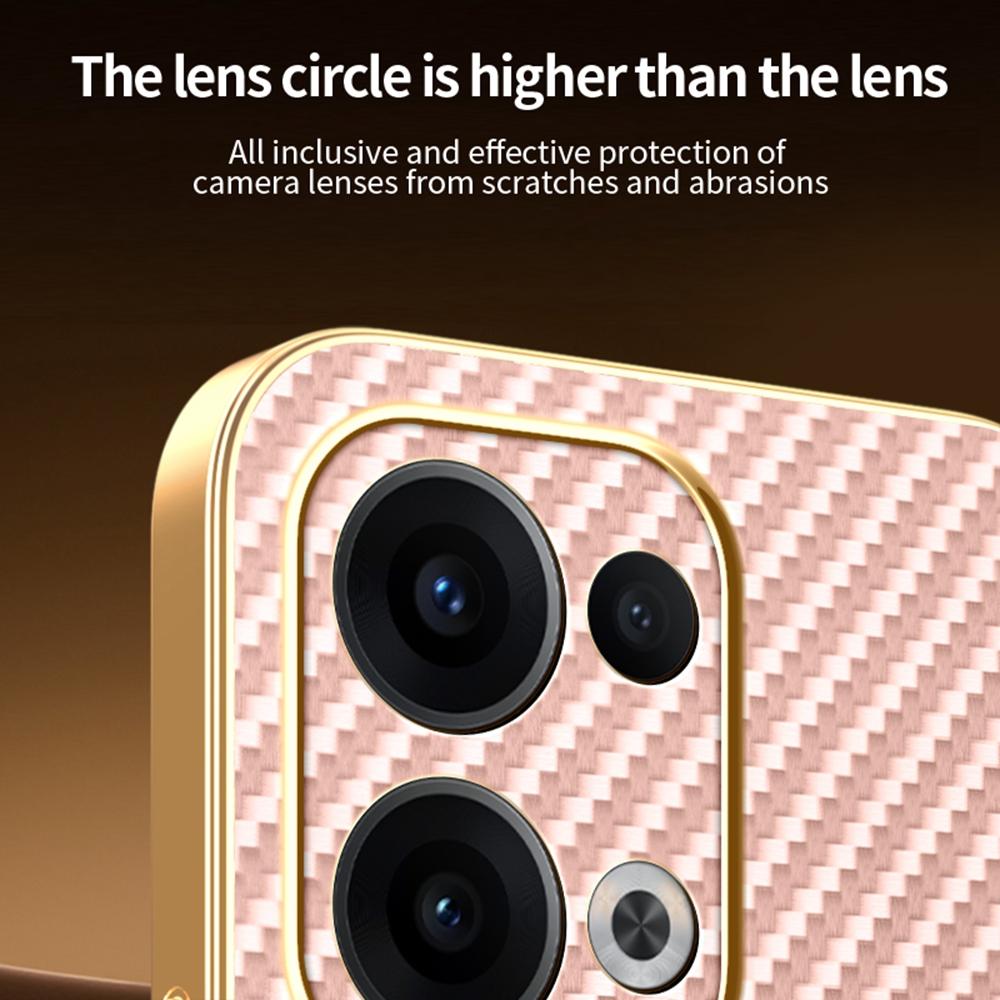 Pro Oppo Reno13 5G (Globální) Pouzdro na telefon Texturovaný elektroplátovaný TPU zadní kryt s karbonovým vláknem