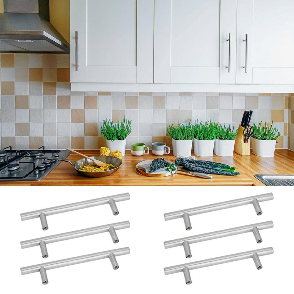 6pcs Easy Install Drawer Pulls Silver Bar Handles Durable Cabinet Handles Wardrobes