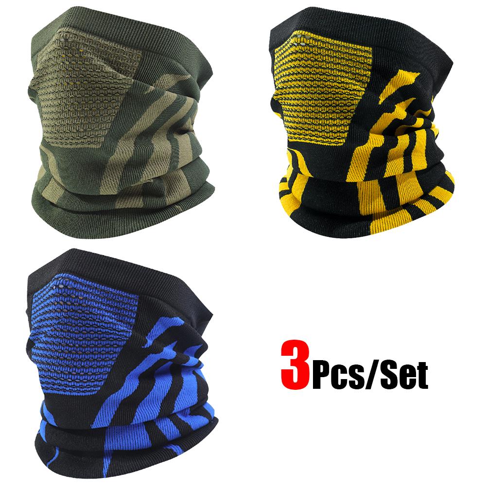 3Pcs/Set Unisex Winter Warm Skiing Mask Elastic Breathable Outdoor Sports Running Fishing Multi-Functional Neck Warmer Headscarf