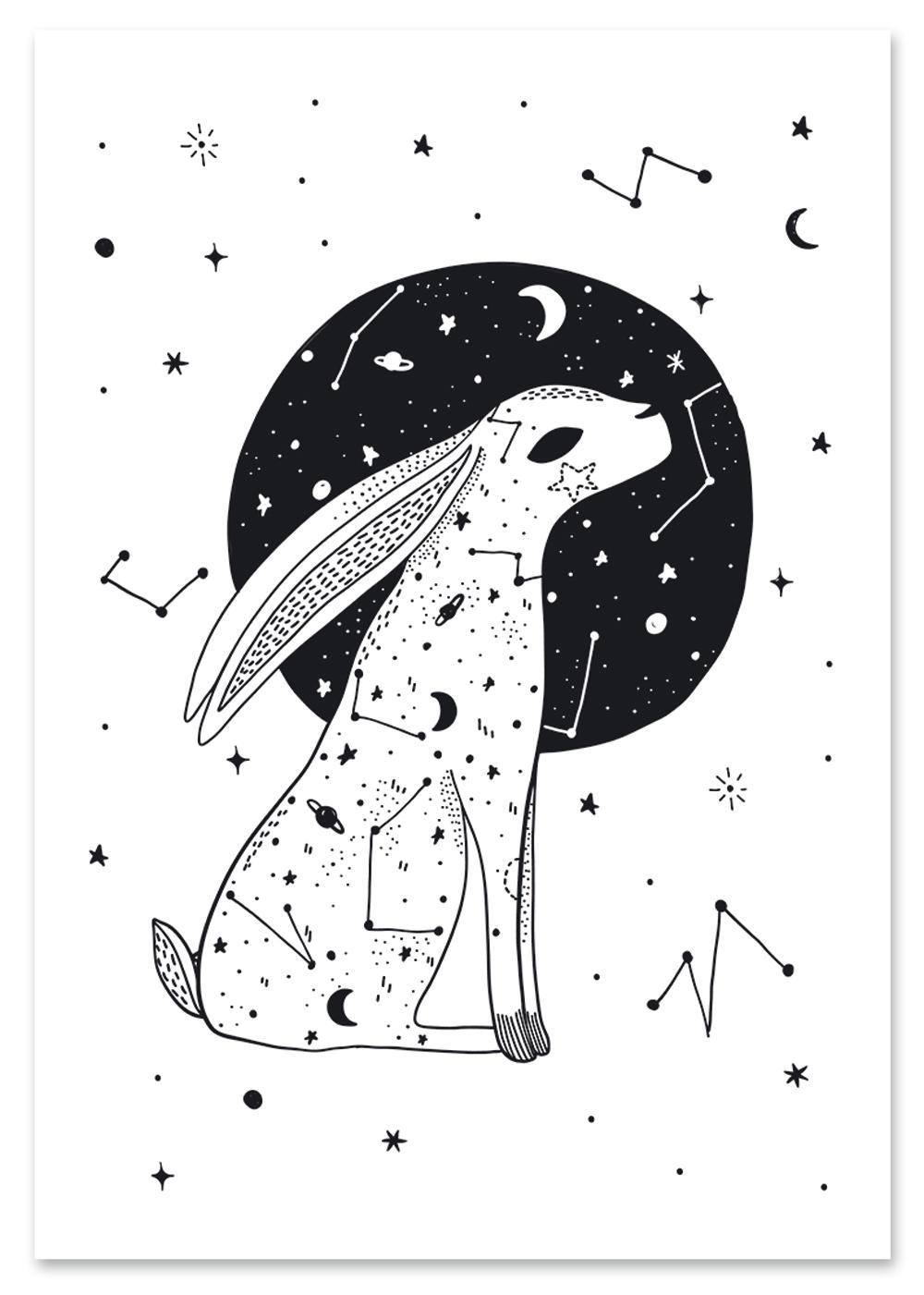 

Plakat gwiezdny zając luna 30x40 cm