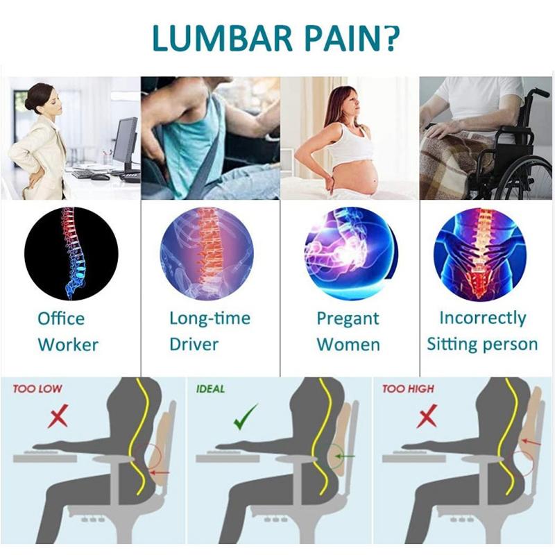 Car Seat Office Chair Back Lumbar Support Car Waist Rest Rebound Memory Foam Cushion Pad Back Lumbar Cushion For Car Driver