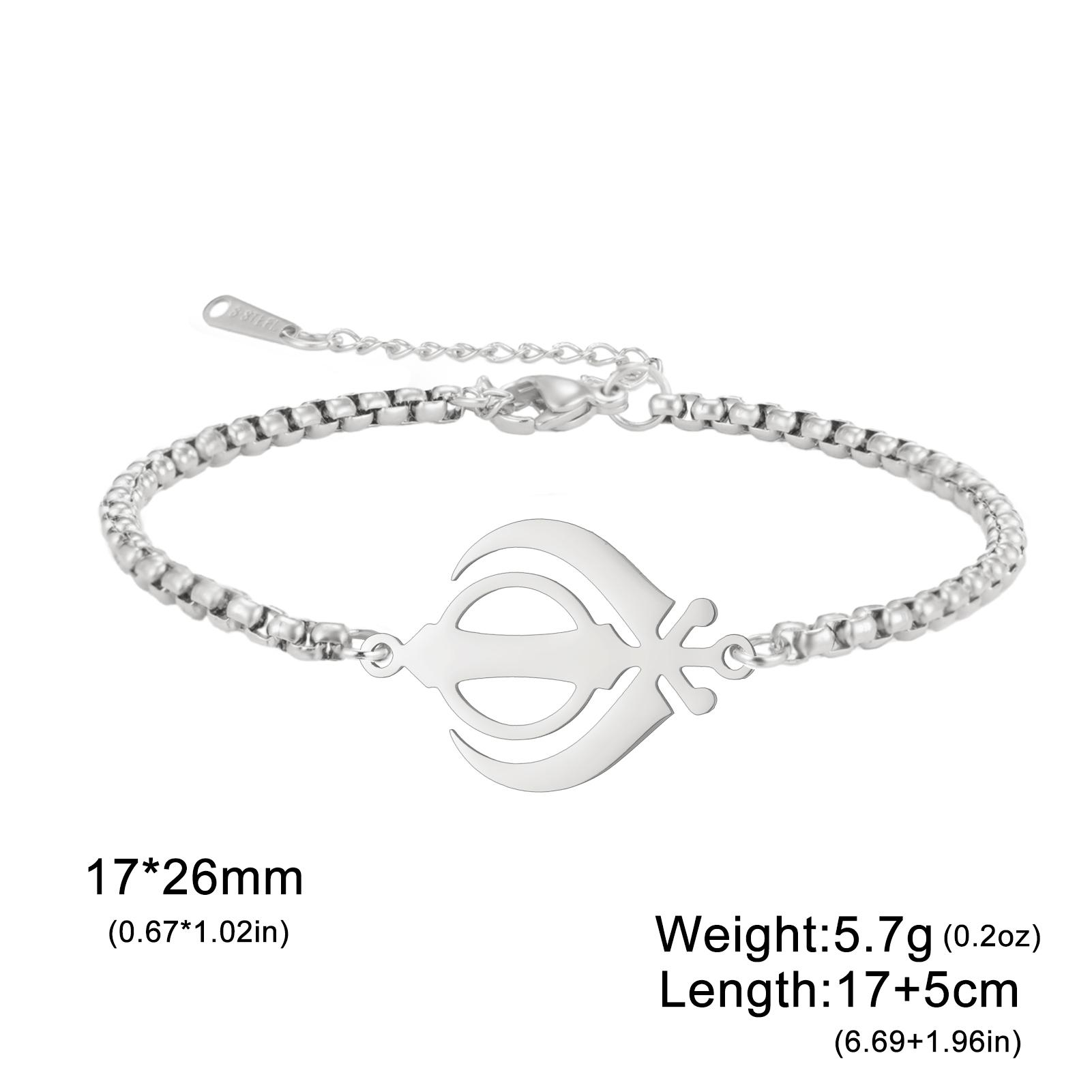 

LIKGREAT Sikhism Adjustable Rope Bracelets for Women Men Stainless Steel Sikh Khanda Indian Pakistan Punjab Religious Jewelry