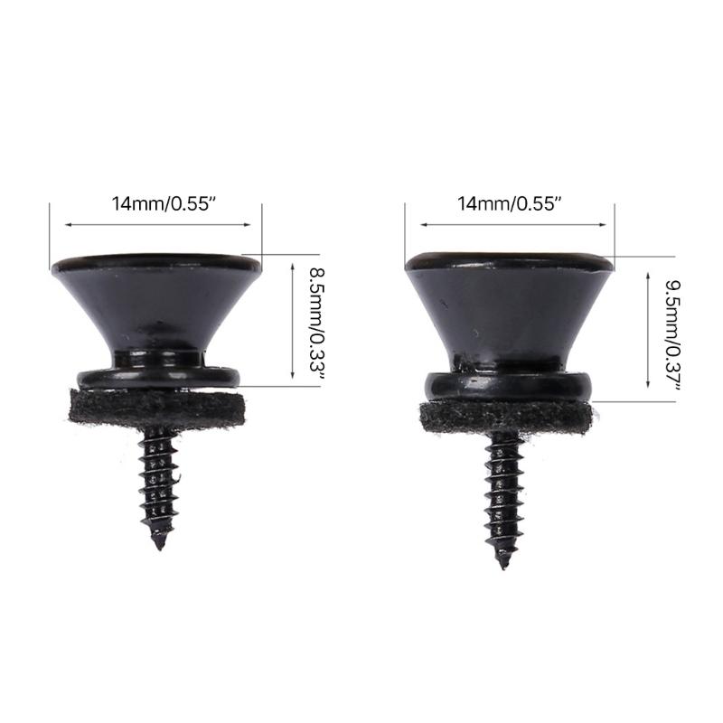 2Pcs/pack Guitar Strap Buttons End Pins with Mounting Screws and Felts Cushions Metal Guitar Strap Locks Strap Buttons