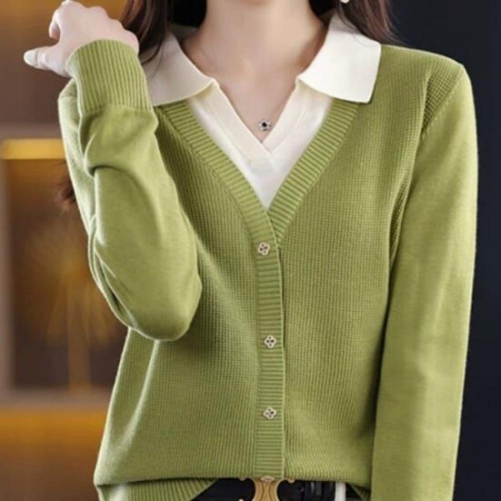 Navava Casual Two In One Collar Long Sleeve Knit Nk2398