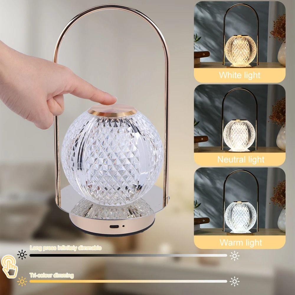 Dimmable Crystal Desk Lamp Nordic Portable Night Light Modern Metal Table Lamp  Bar Counter