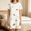 Short Sleeve Nightgown, Maple Leaf Pattern, Loose Fit, Ladies Night Dress