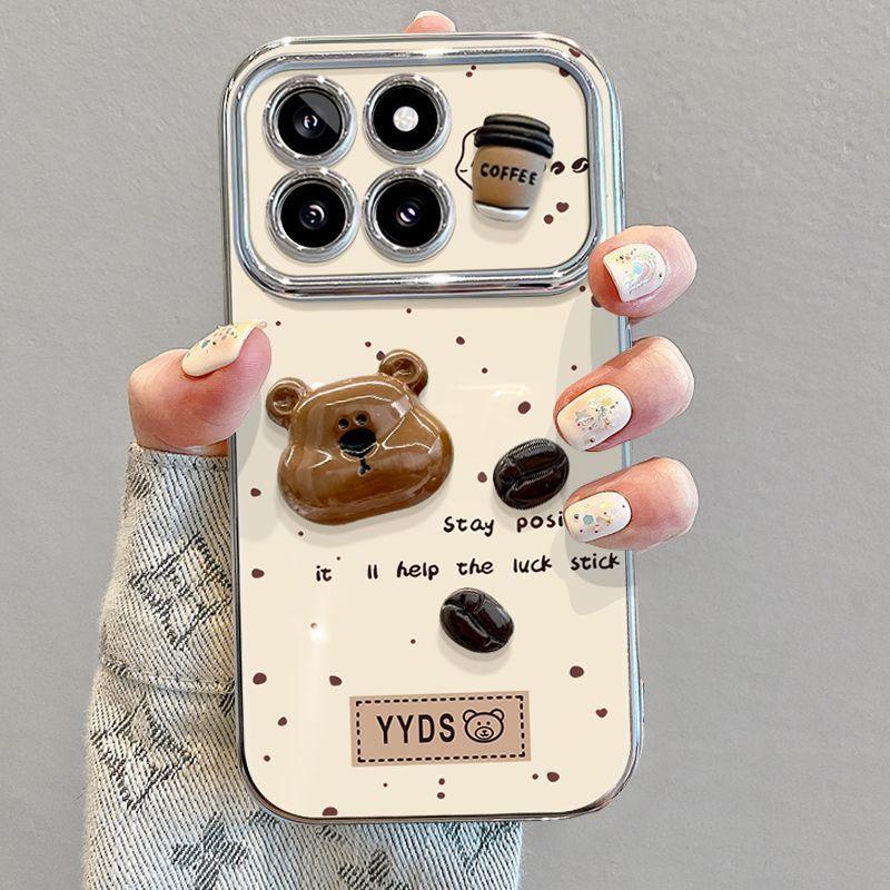 

Подходит для 14 телефонов чехол с подвесной веревкой Ins Wind 13pro защитный чехол новый женский 12 анти-падение кофейные зерна медведь Xiaomi 14Pro бездна