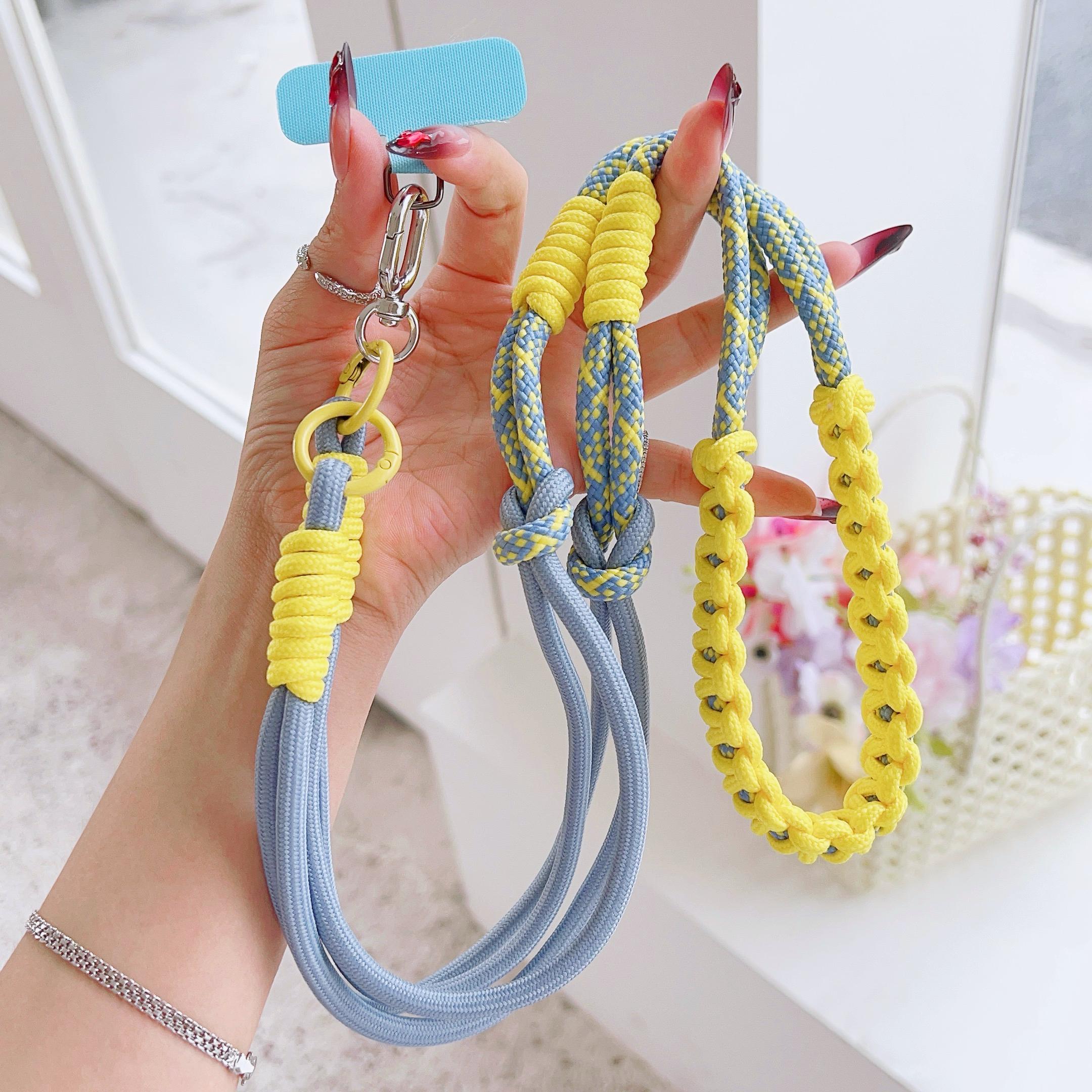Hand Woven Fried Dough Twists Lanyard Fixed Card Color Contrast Diagonal Shoulder Lanyard Mobile Phone Lanyard Durable Lanyard Polyester / Nylon