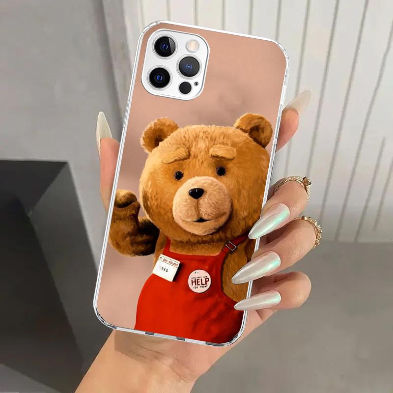 Naughty Cute Bear Funny Mascot Phone Case for Iphone 17 Air 16 15 Plus 14 13 Mini 12 11 Pro Max 16E 7 8 SE 2020 Soft Funda Print