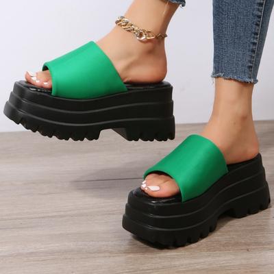 European and American Foreign Trade Spring and Summer Summer Fashion Thick-soled  Large Slippers Round Head Waterproof Table Sandals Large Size Women