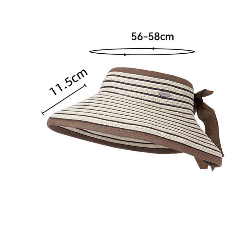 Striped Empty Top Hat Women's Summer Breathable Sun Protection Sun Hat Outdoor Foldable Sun Hat