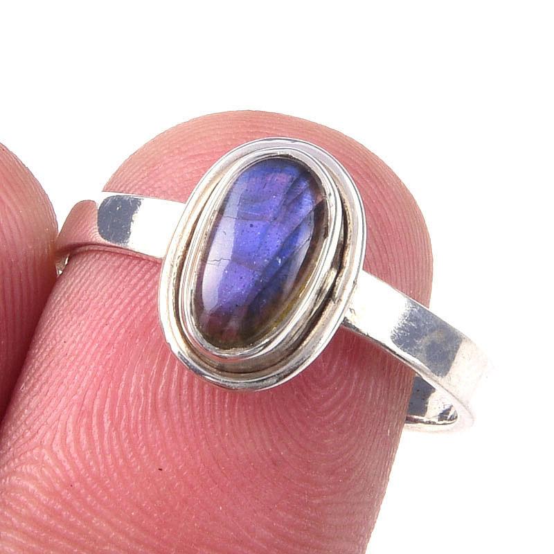 

Natural Labradorite Gemstone Handmade 925 Solid Sterling Silver Ring Size 8 y2m04
