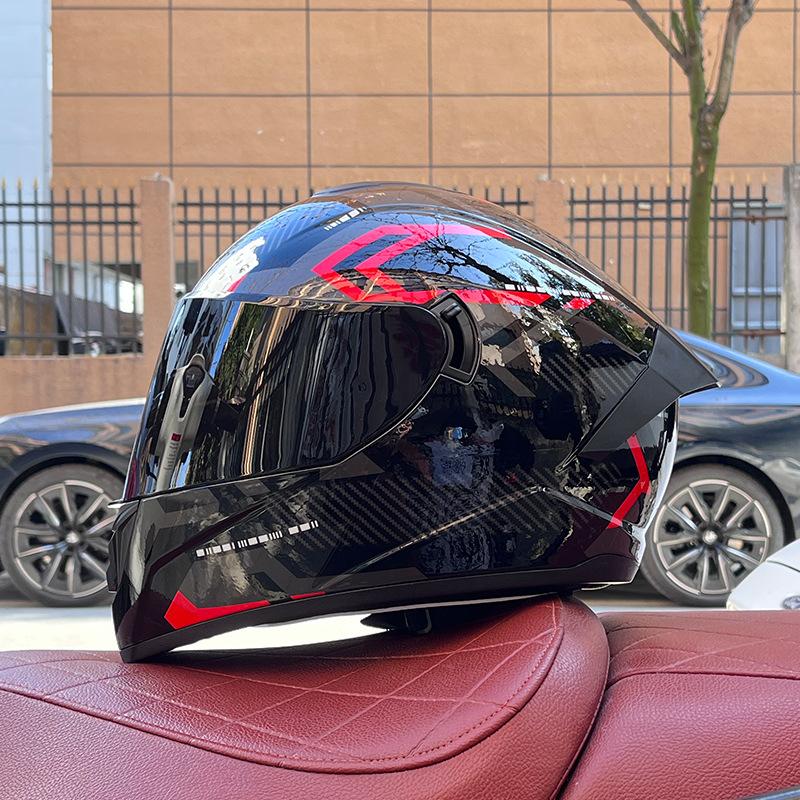 Imitation Street Car Helmet Men's Motorcycle 3C Electric Vehicle Full Helmet Autumn and Winter Knight Double Mirror Riding