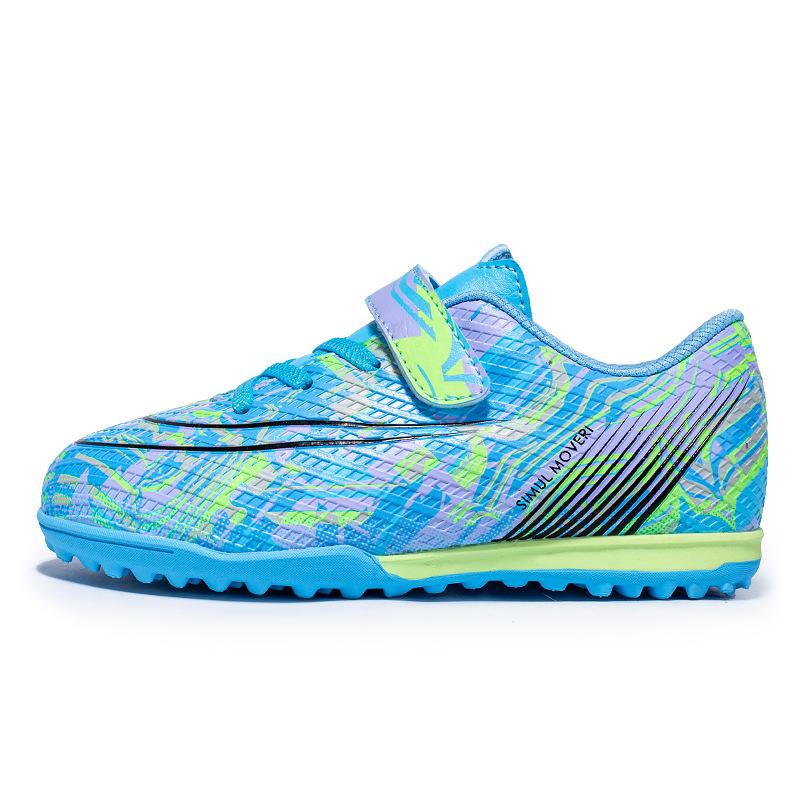 Buckle magic buckle free lace-up children's football shoes rubber broken nails training sole sneakers tf youth children students