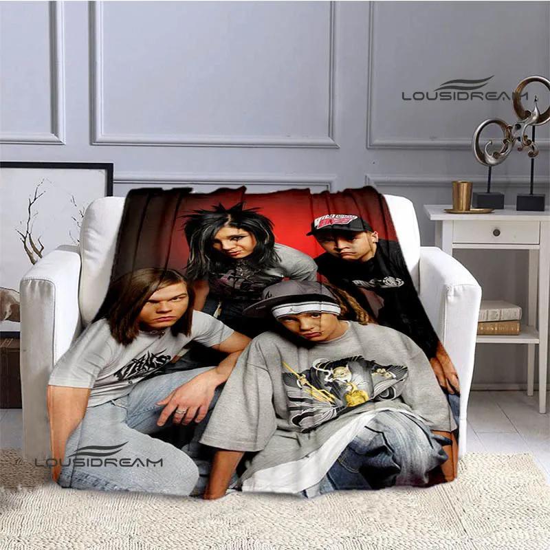 Coperta stampata retrò della band Tokio Hotel, coperta calda in flanella morbida e confortevole, biancheria da letto per casa, viaggio, regalo di compleanno