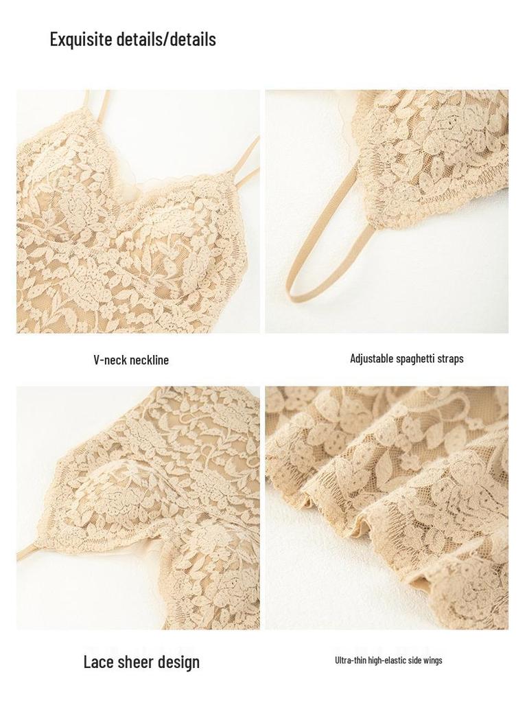 Fleece-Lined Lace Camisole with Chest Pad - Autumn/Winter Slimming Anti-Exposure Top