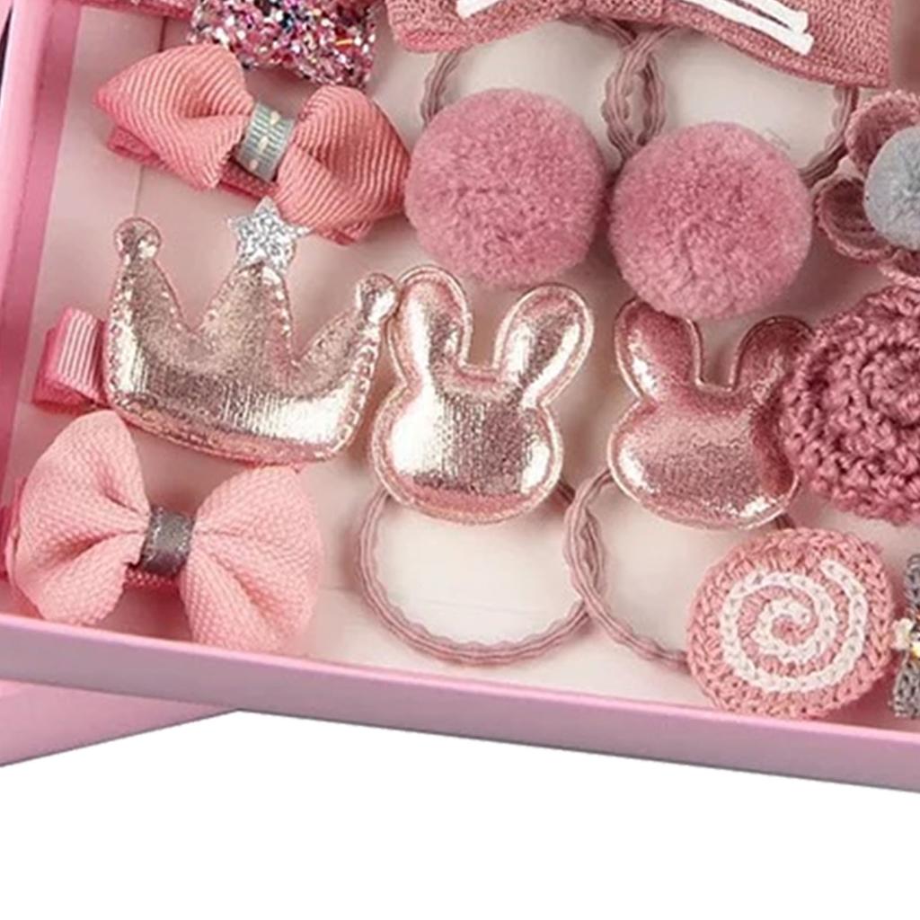Girls Pink Cartoon Cute Hair Clip Hair Tie Set Toddler Kids Hair Accessories Ponytail Holder Claw