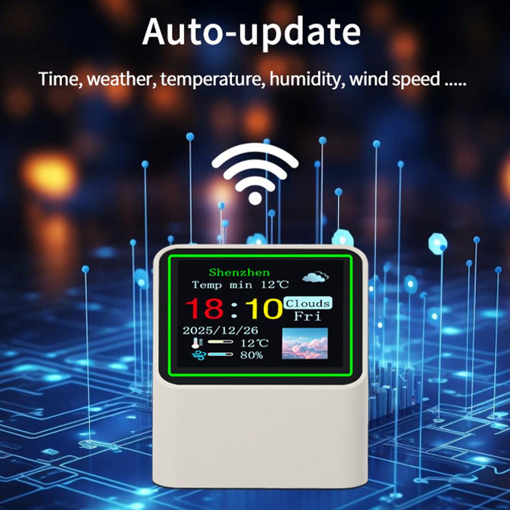 Smart WiFi Digital Weather Station with Temperature Humidity Display Date Clock Weather Station for Home Offices Bedroom