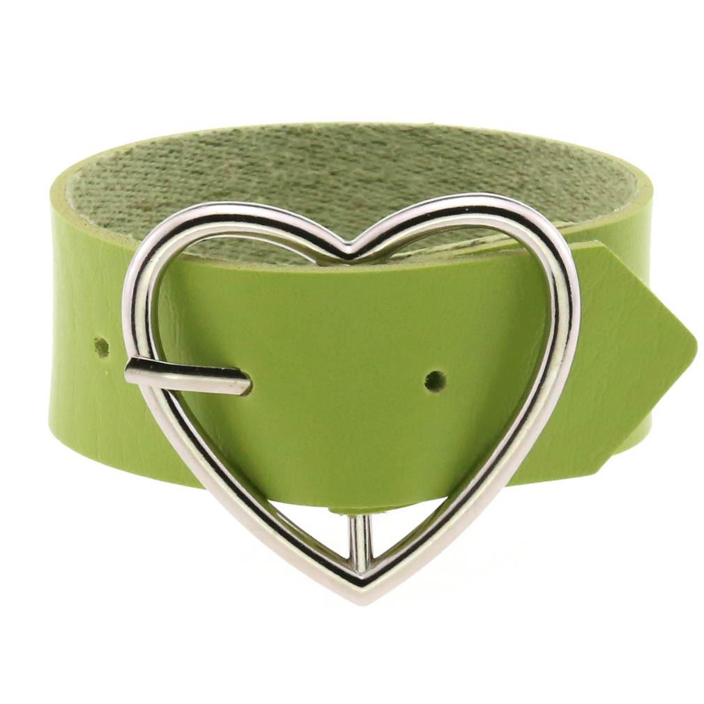 Black Leather Heart Bracelet for Women Goth Cuff Bracelet Gothic Rivet Buckle Wristband Vintage Rock Accessories