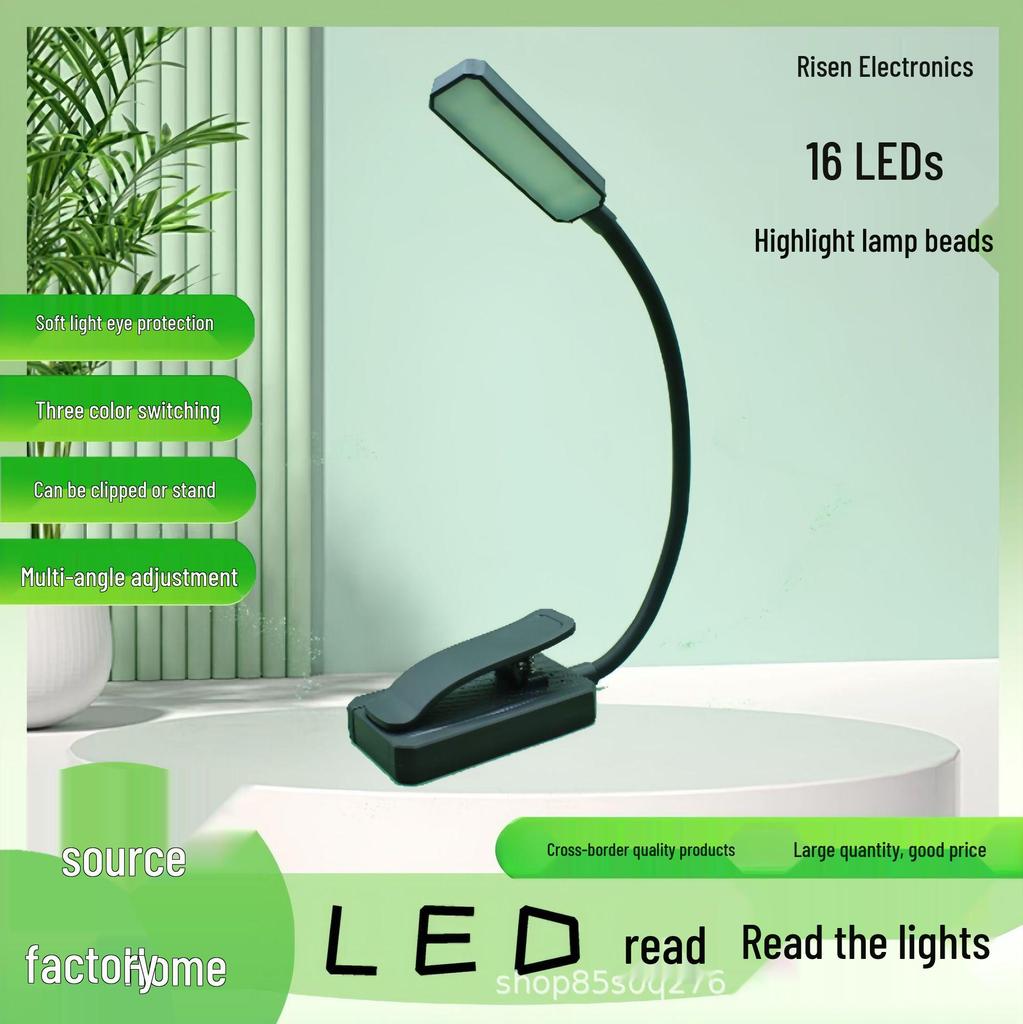 Portable Eye-Protecting LED Clip Light with USB Charging for Student Dorms