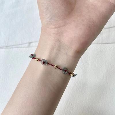 Chinese Style Simple Red Line Lucky Amulet Bracelet Flower Beaded Bracelet For Women Handmade Rope Bracelet Jewelry