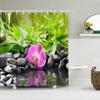 Beautiful Colorful Flower Printed Shower Curtains Frabic Zen Stone Floral Waterproof Polyester Bath Curtain With Hooks 180X180cm