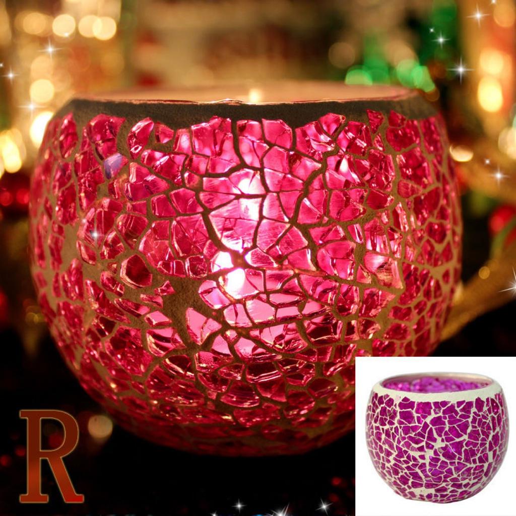 Farget glassmosaikk lysestake i europeisk stil – Bryllups- og bardekorasjonsrekvisitt