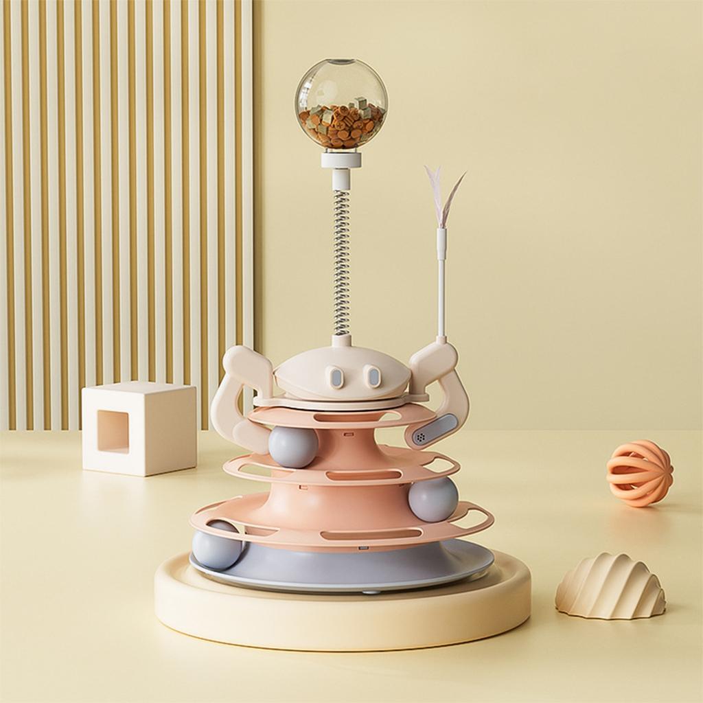 Cat Toy Ball Track 3-Level Tower Track With Teaser Exercise Toys For Kitchen Apartment Relaxation Zone Entryway Home Living Room