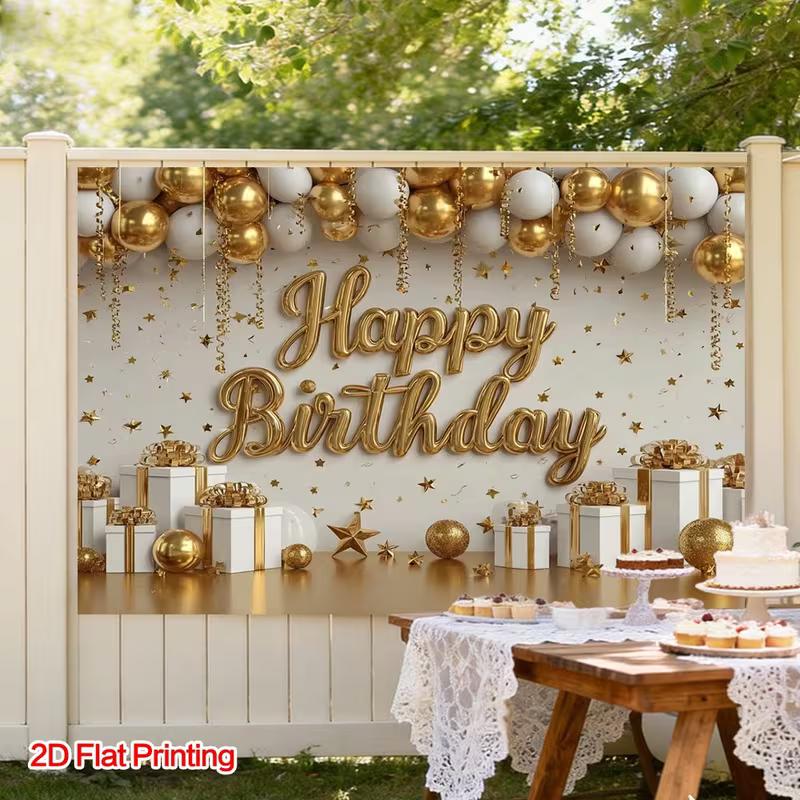 

2D Outdoor Garden Birthday Background Banner for Neutral Party Photography 47.2x31.5inch/120*80cm