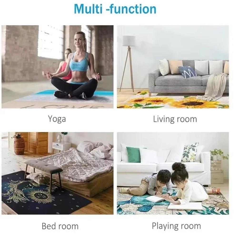 Spring Rug Fresh Grass Green Background Large Rug, Small Flowers Scattered Bloom Printed Carpet, Easy-To-Clean Room Mat,door Mat