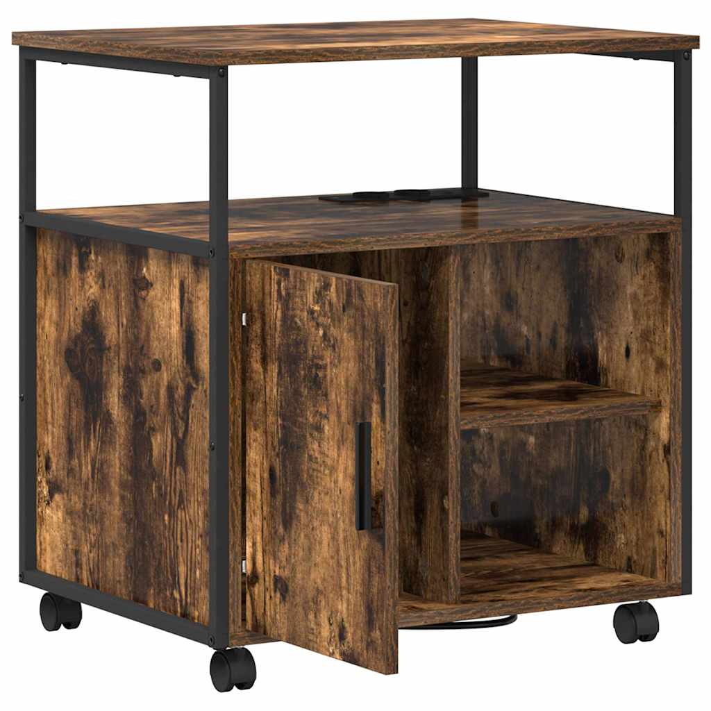 Cabinet with Charging Station Smoked Oak 61 x 46 x 67 cm