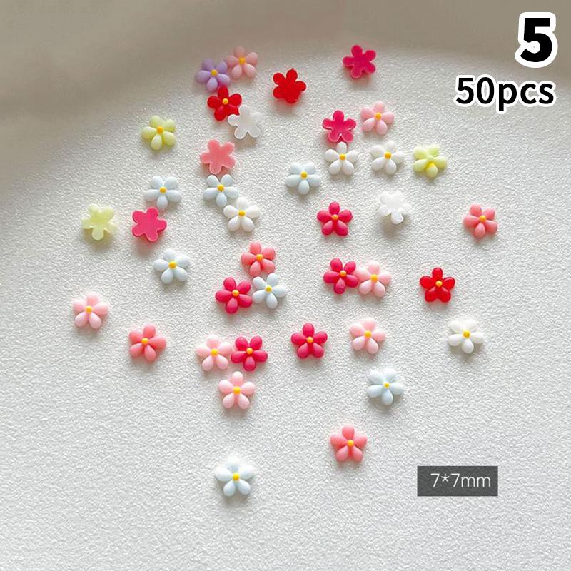 50Pcs 3D Ice Translucent Gradient Blossom Flowers Nail Charms Luminous Manicure Art Decorations for Nail Design
