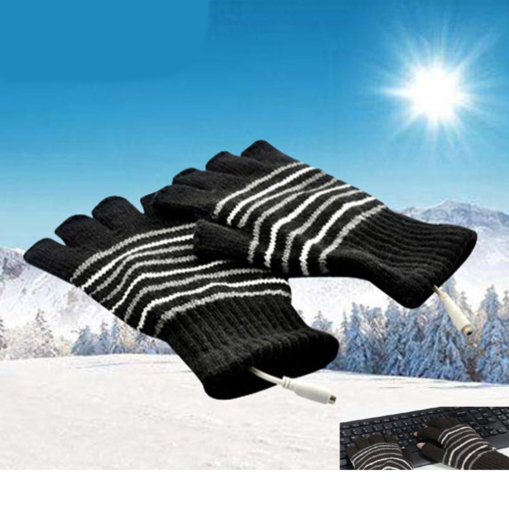 Convertible Flip Top USB Heated Gloves Winter Half Finger Thick Warm USB Heated Gloves for Adventure Enthusiasts