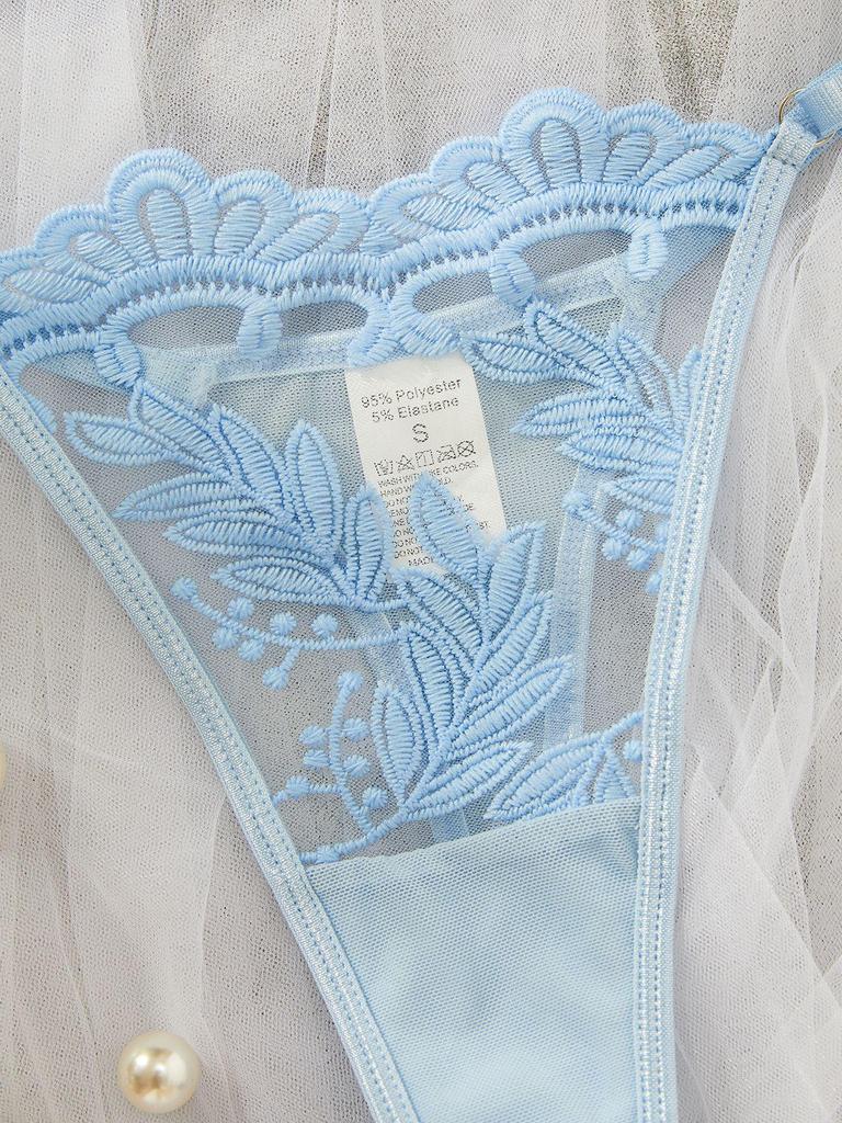 Kajano Sexy Embroidered Multi-color Mesh Lace Push-up Lingerie Set for Women