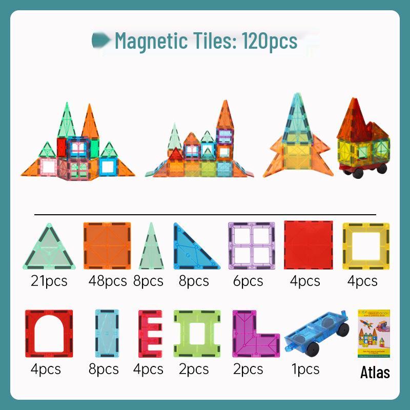 Stained Glass Magnetic Tile Set: Strong, Fun Assembly Building Blocks for Early Education Ages 3-6