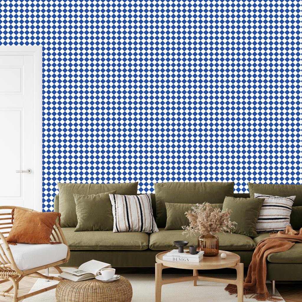 Geometric Blue and Azure Diamonds Wallpaper for Living Room and Bedroom 50x1000