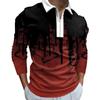 Men's Polo Shirt Autumn and Winter New Digital Printing T-shirt Casual Retro Long-sleeved Sweatshirt