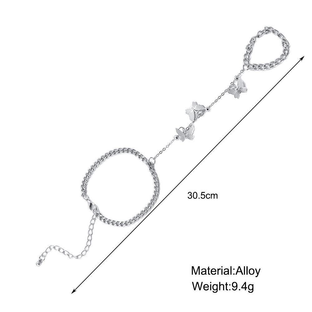 Retro Schmetterling Anhänger Kette Finger Armband mit Ring für Frauen